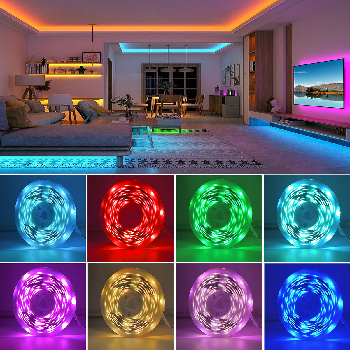 Fita LED RGB USB, cerca de 5 metros