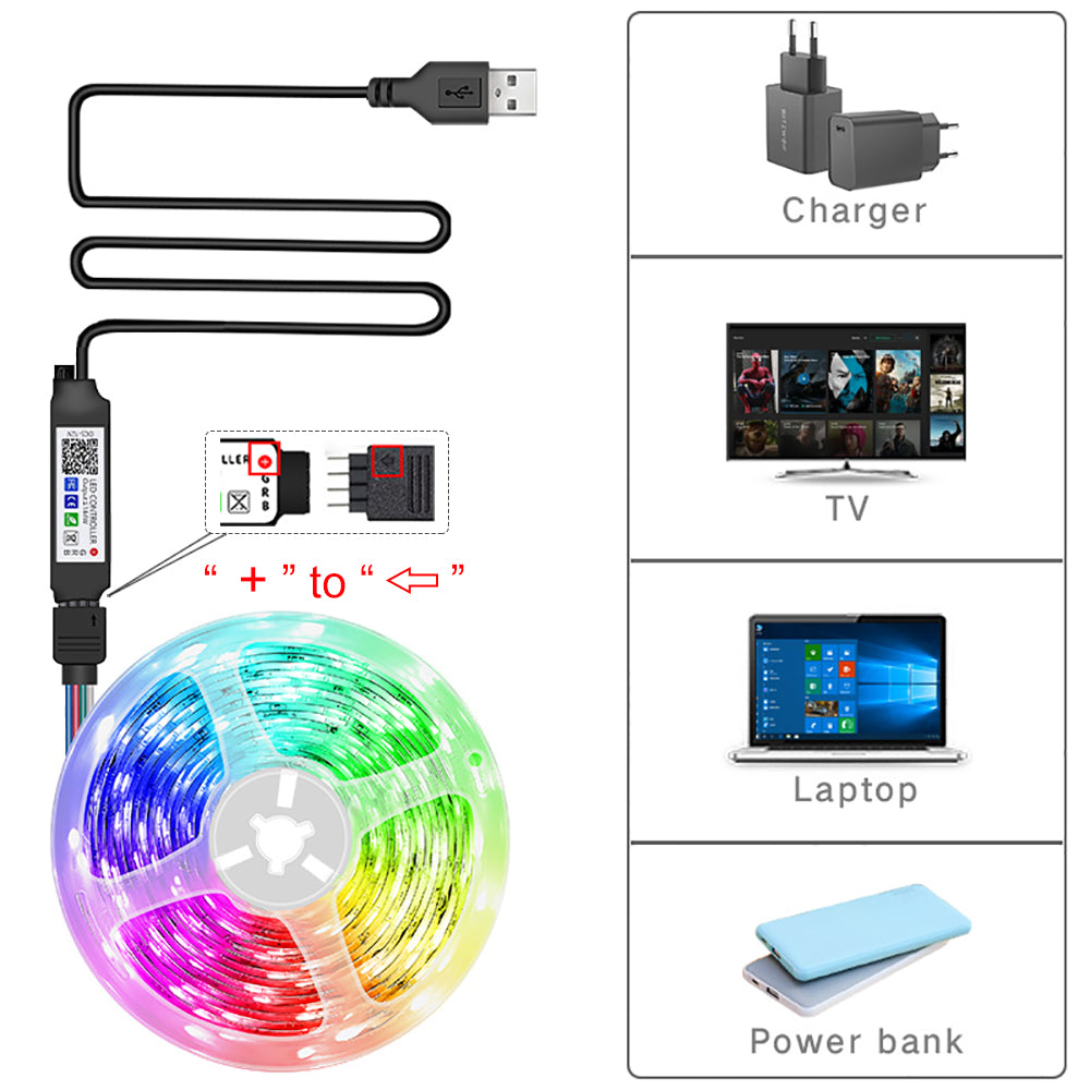 Fita LED RGB USB de 5 Metros para Quarto e TV – foto 5