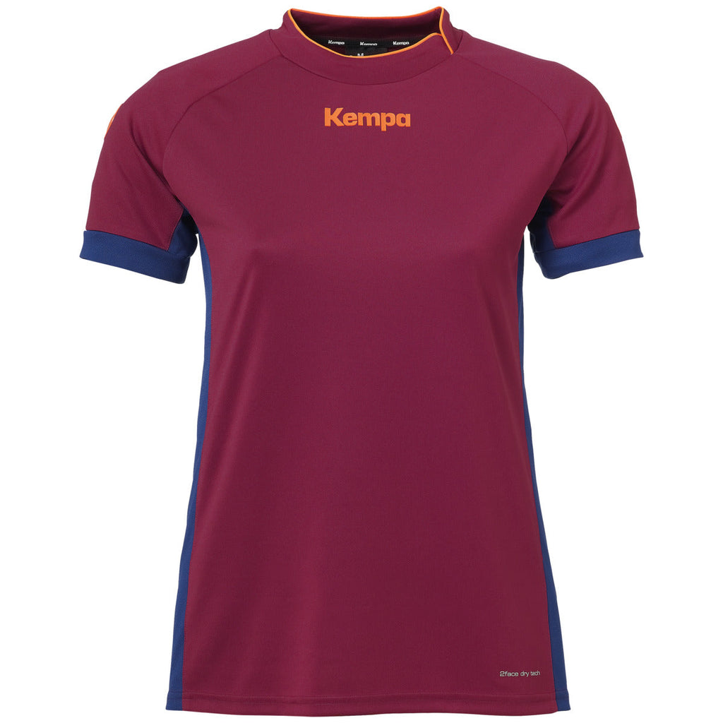T-shirt Kempa Prime para Mulher – Grená e Azul-marinho