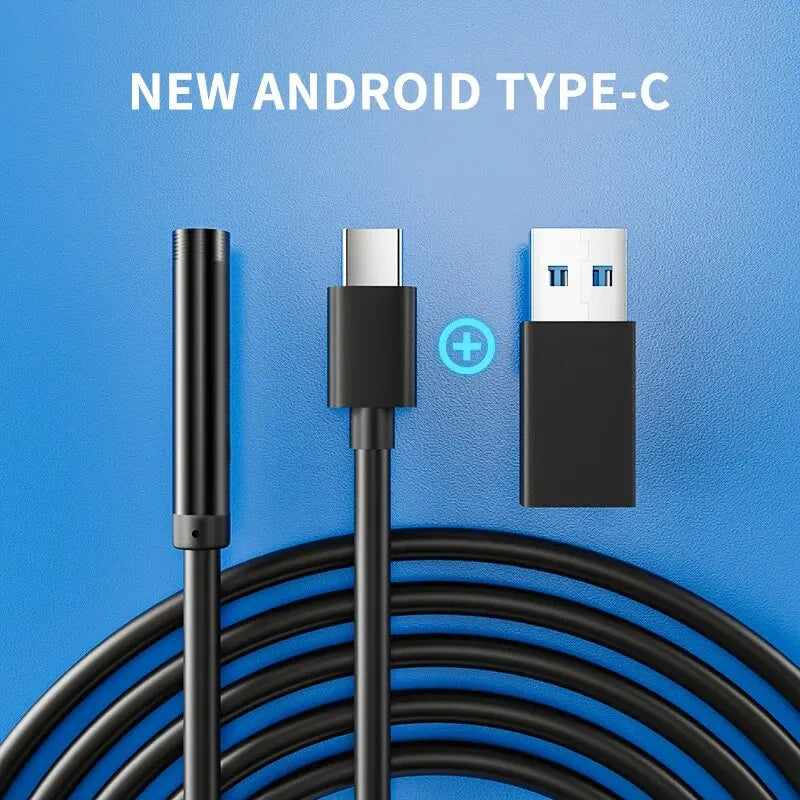 Câmara de Inspeção USB-C 7 mm à Prova de Água, para Android e PC