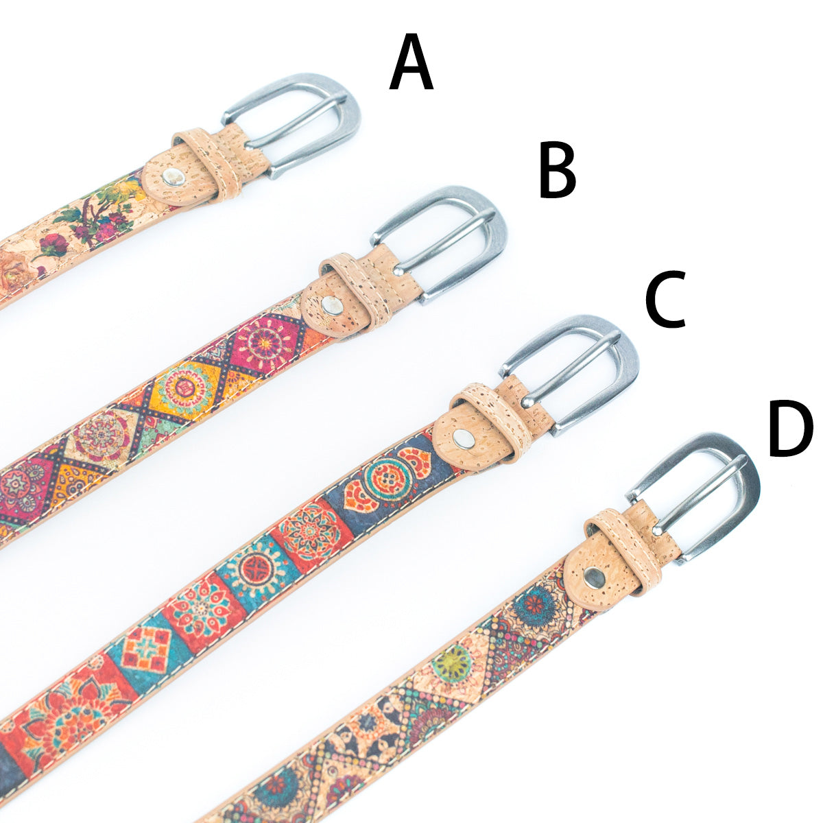 Cinto de Cortiça com Estampado Floral MB Cork L-1026 para Mulher – 2,8 cm