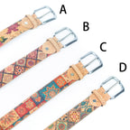 Cinto de Cortiça com Estampado Floral MB Cork L-1028 para Mulher – 3,3 cm