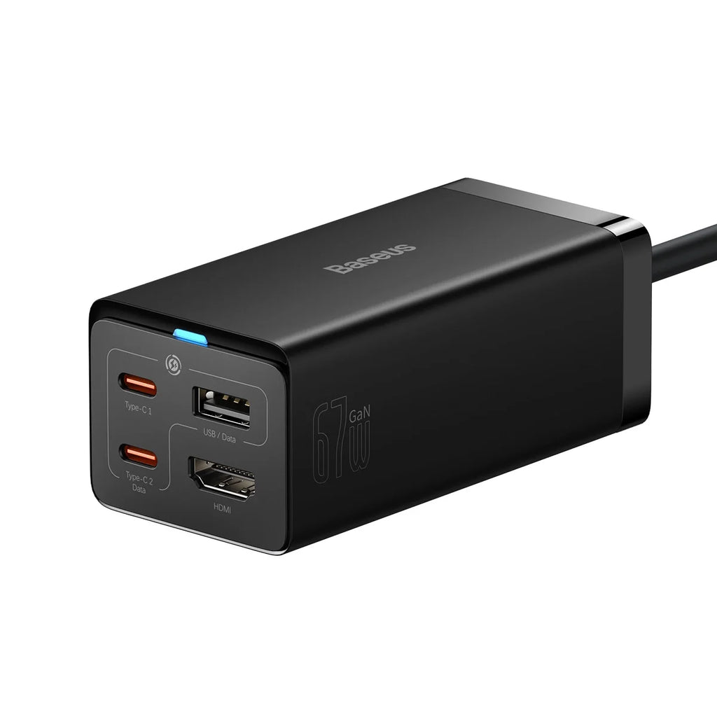 Carregador Rápido Baseus GaN5 Pro 67W USB-C/USB-A Preto + HDMI