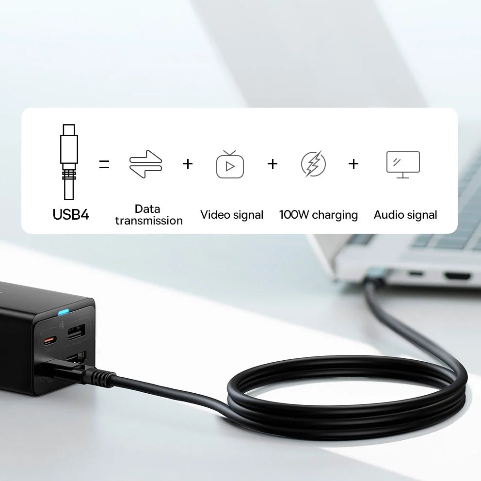Carregador Rápido Baseus GaN5 Pro 67W USB-C/USB-A Preto + HDMI