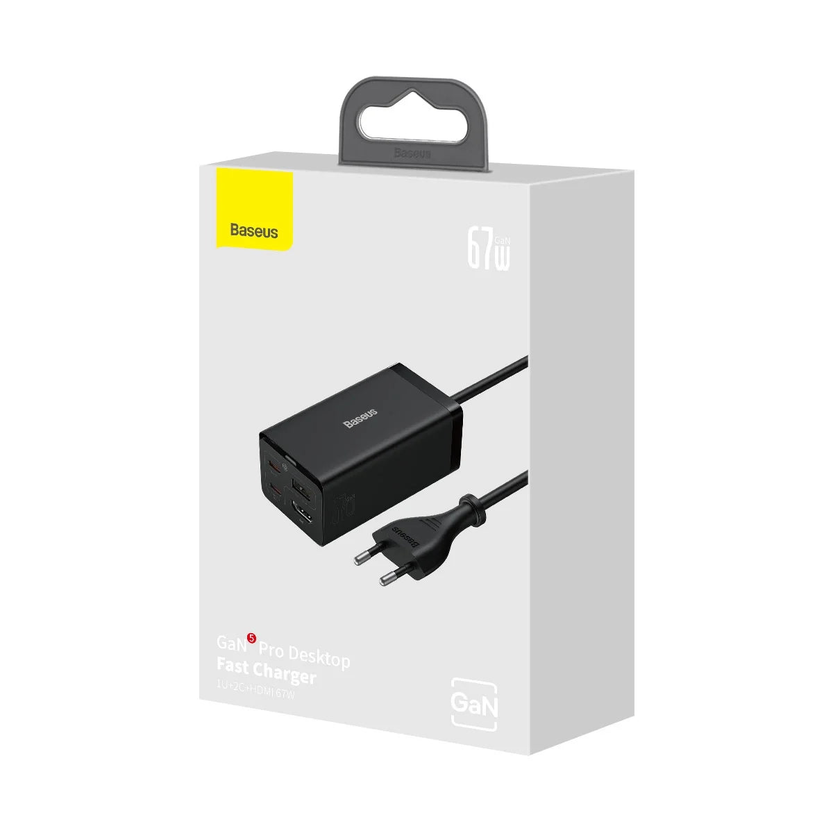 Carregador Rápido Baseus GaN5 Pro 67W USB-C/USB-A Preto + HDMI