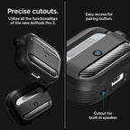 Capa Rugged Armor Spigen para Apple AirPods Pro 1 / 2, Preto Mate