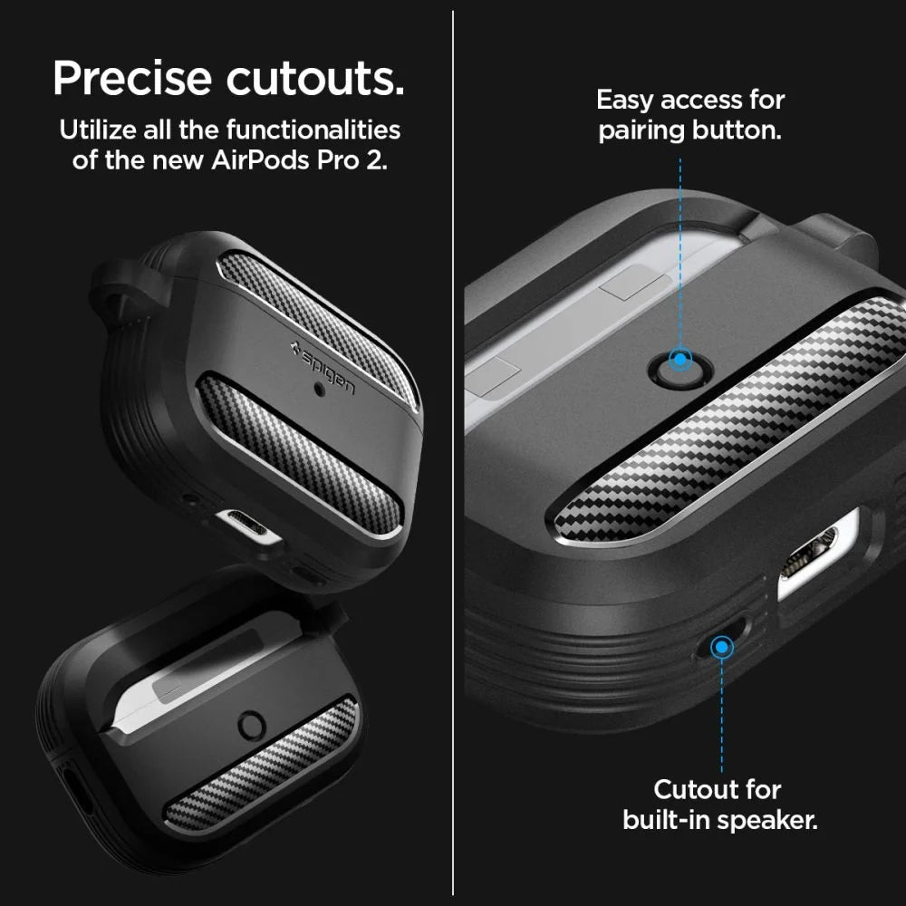 Capa Rugged Armor Spigen para Apple AirPods Pro 1 / 2, Preto Mate