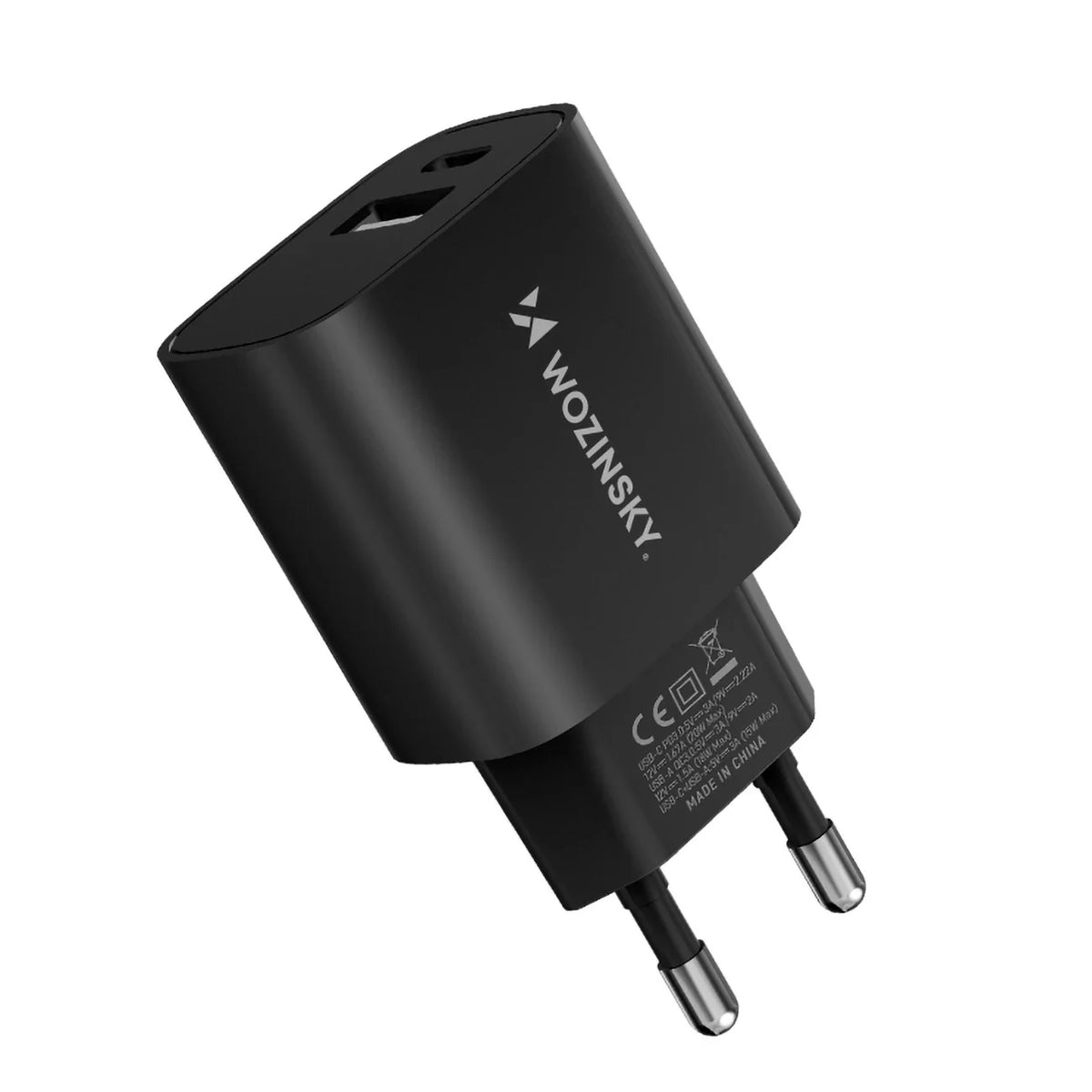 Wozinsky WGWCB Carregador de Parede USB-A USB-C 20W / Preto