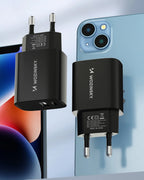 Wozinsky WGWCB Carregador de Parede USB-A USB-C 20W / Preto