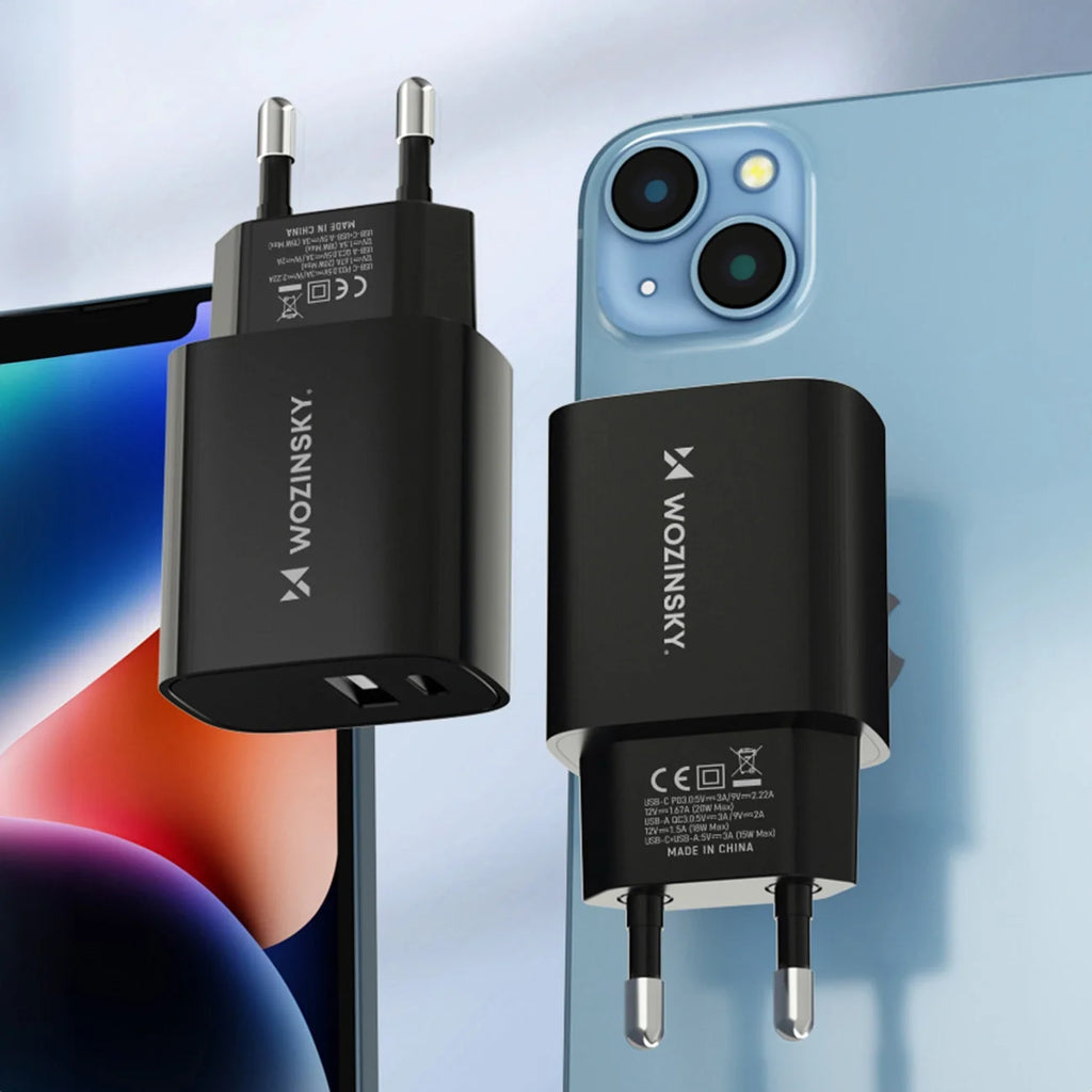 Wozinsky WGWCB Carregador de Parede USB-A USB-C 20W / Preto