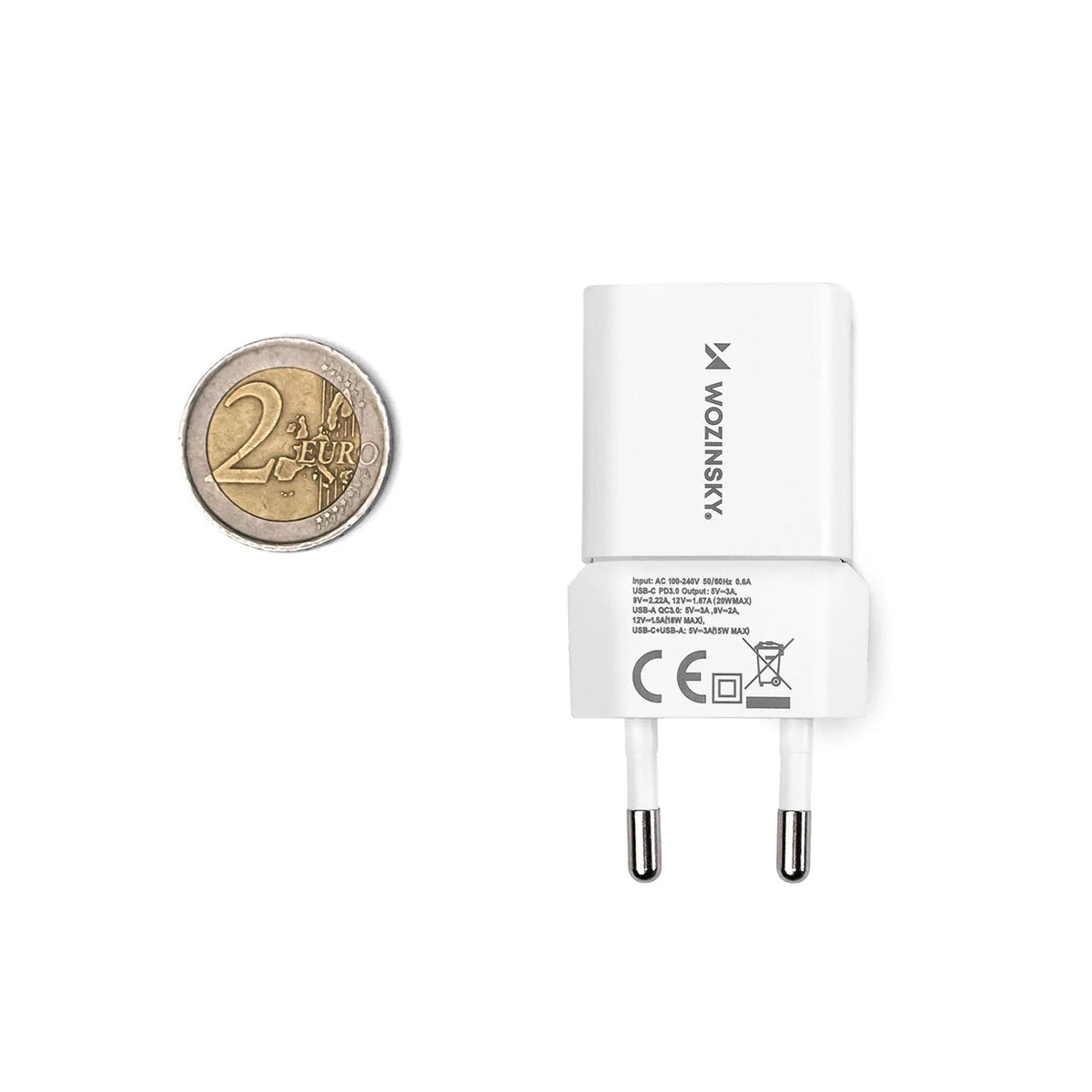 Carregador de Parede USB-C + USB-A 20W Wozinsky CMWCW Branco