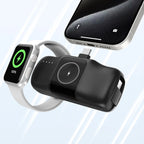 Mini Power Bank Wozinsky WF16-YCS Preta / 5000mAh / 15W / USB-C / com Cabo USB-C Integrado e Carregador para Apple Watch