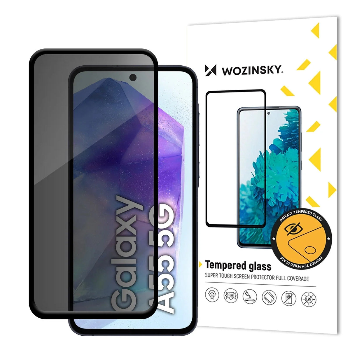 Vidro Temperado WOZINSKY / Preto / Anti Spy para Samsung Galaxy A56 / A36