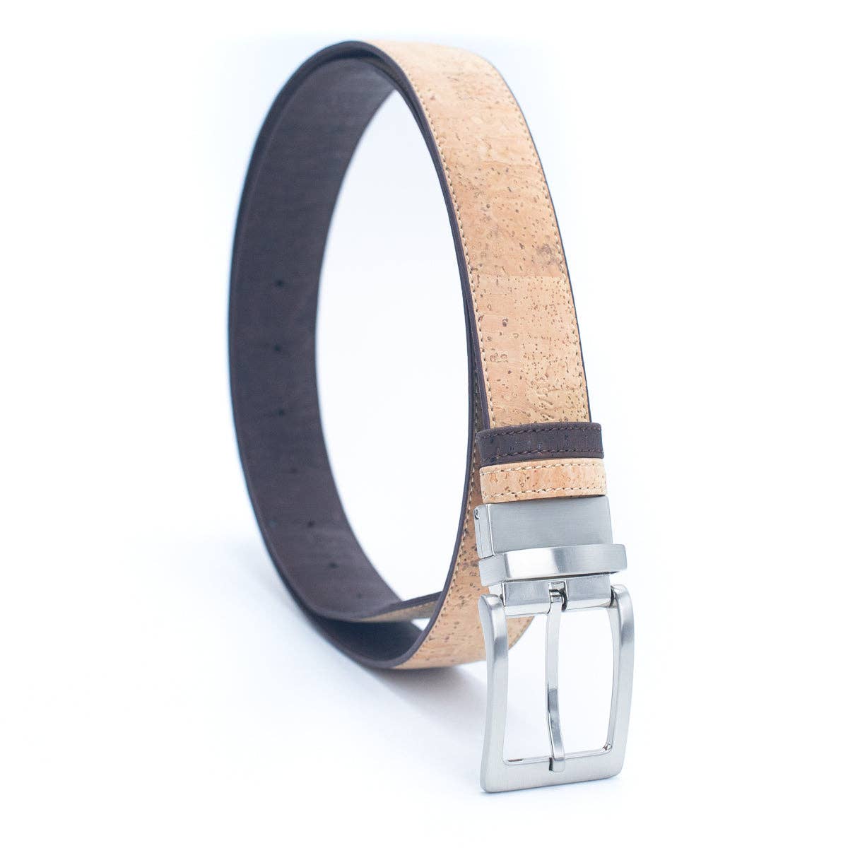 Cinto Reversível de Cortiça MB Cork L-875 para Homem – Natural e Castanho