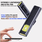 Mini Luz de Clip COB Recarregável, com Luz Vermelha Intermitente