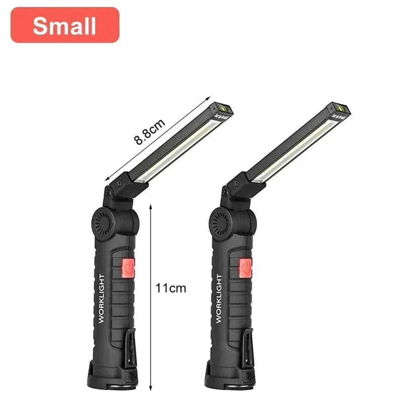Luz de Trabalho COB Dobrável, com Íman e Gancho, Recarregável