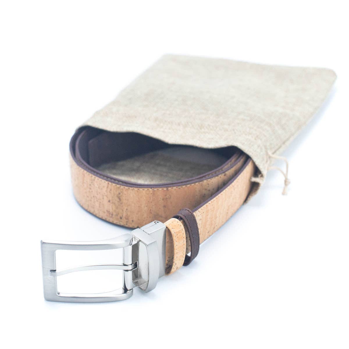 Cinto Reversível de Cortiça MB Cork L-875 para Homem – Natural e Castanho