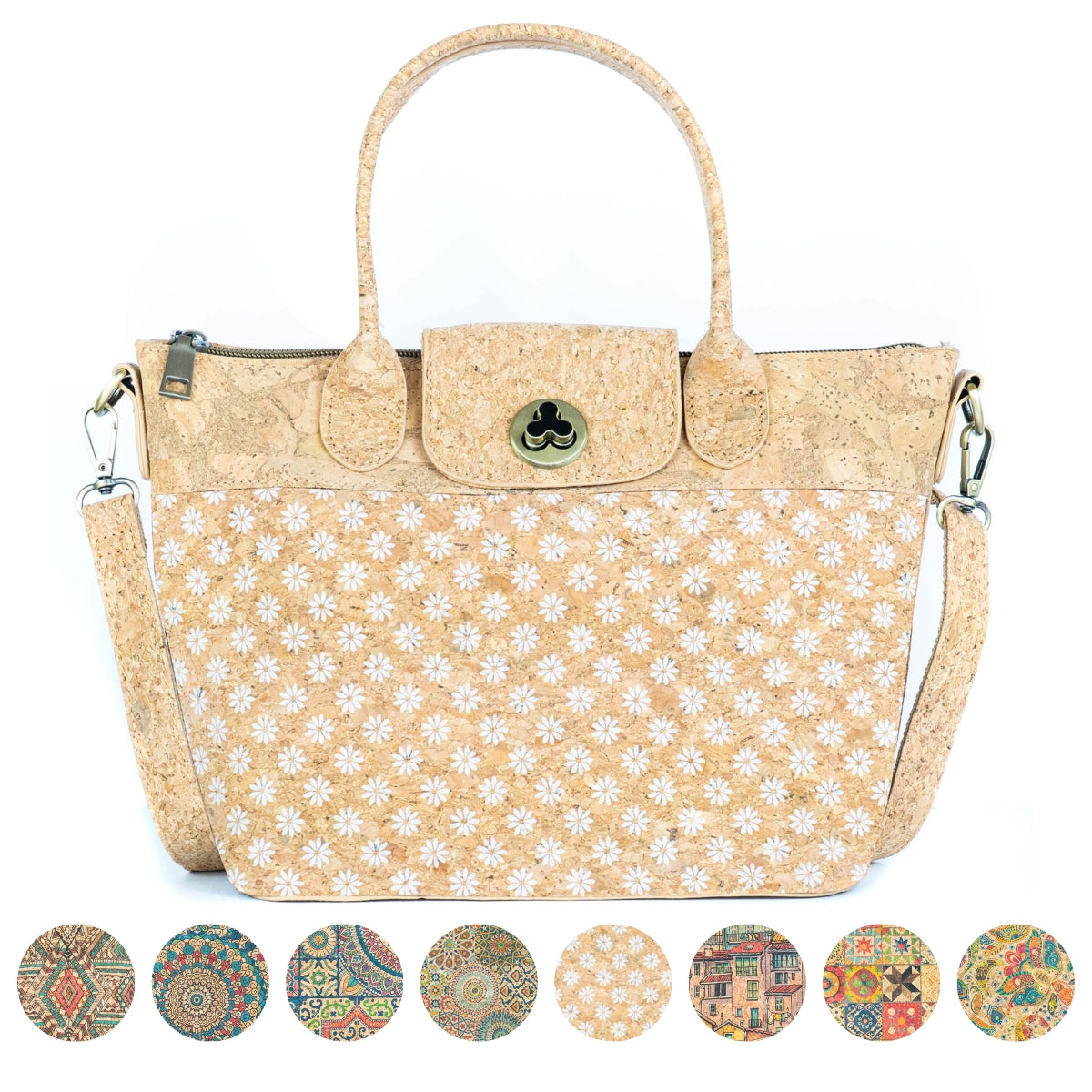 Mala de Mão de Cortiça com Padrão de Azulejo MB Cork BAGD-611