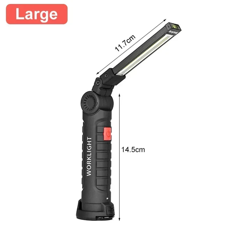 Luz de Trabalho COB Dobrável, com Íman e Gancho, Recarregável