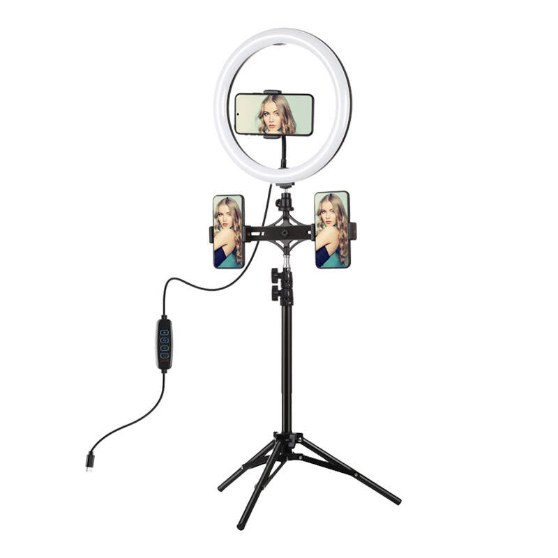 Ring Light LED PULUZ PKT3099B 12” com Tripé Ajustável e Suporte Duplo para Smartphone