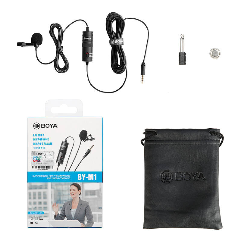 Microfone Lavalier de lapela BOYA BY-M1 Preto