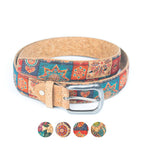 Cinto de Cortiça com Estampado Floral MB Cork L-1028 para Mulher – 3,3 cm