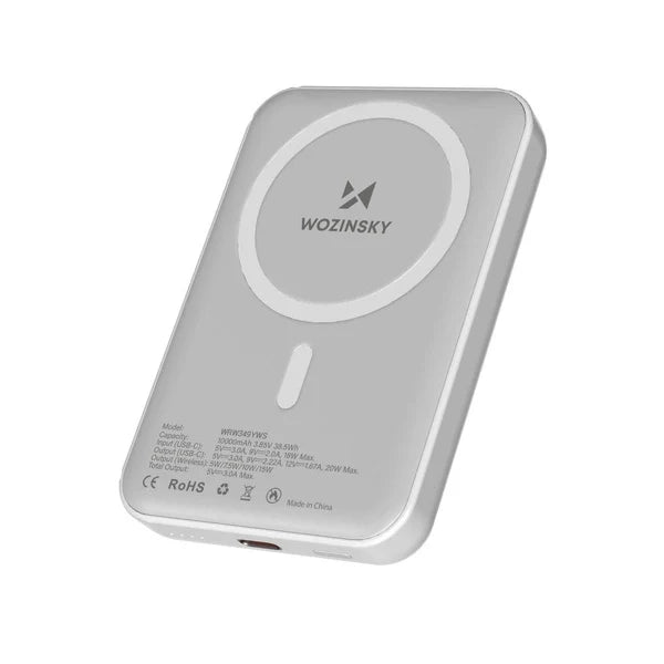 Powerbank Wozinsky Magnetic Mini 10000mAh 30W USB-C (Integrado) Cinza