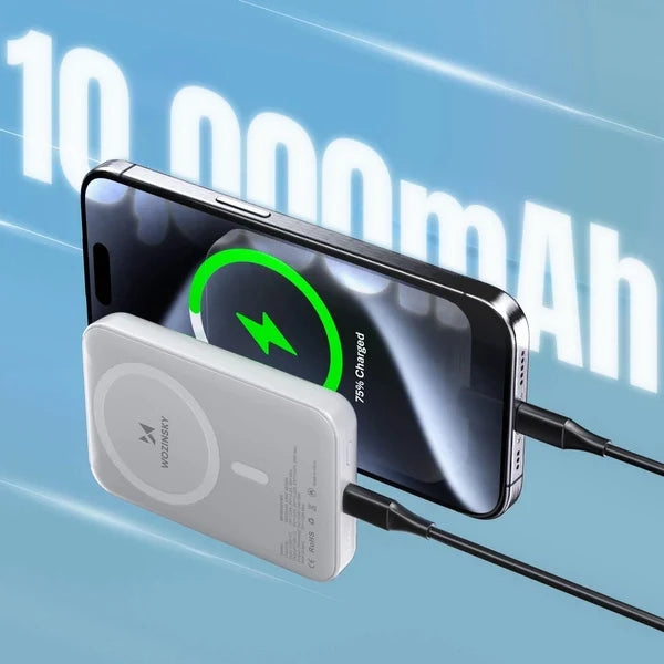 Powerbank Wozinsky Magnetic Mini 10000mAh 30W USB-C (Integrado) Cinza