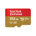 Cartão de Memória microSDXC SanDisk Extreme 512GB (190MB/s) UHS-I, U3, V30, A2 + Adaptador SD