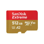 Cartão de Memória microSDXC SanDisk Extreme 512GB (190MB/s) UHS-I, U3, V30, A2 + Adaptador SD