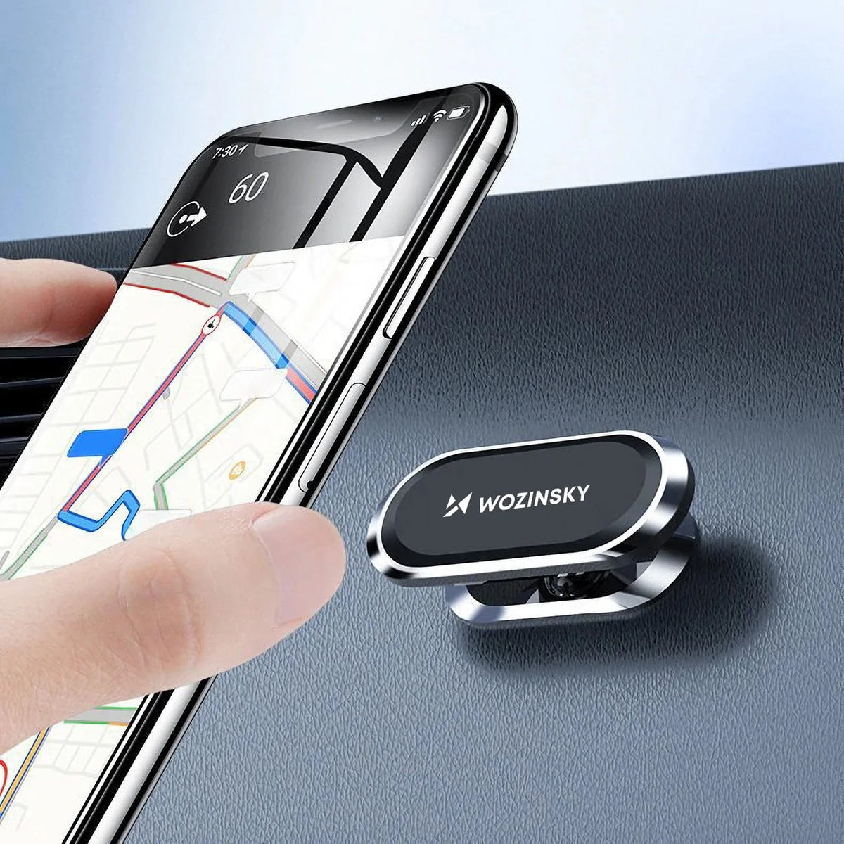 Suporte Magnético Auto-Adesivo 360 para Carro Wozinsky Prata