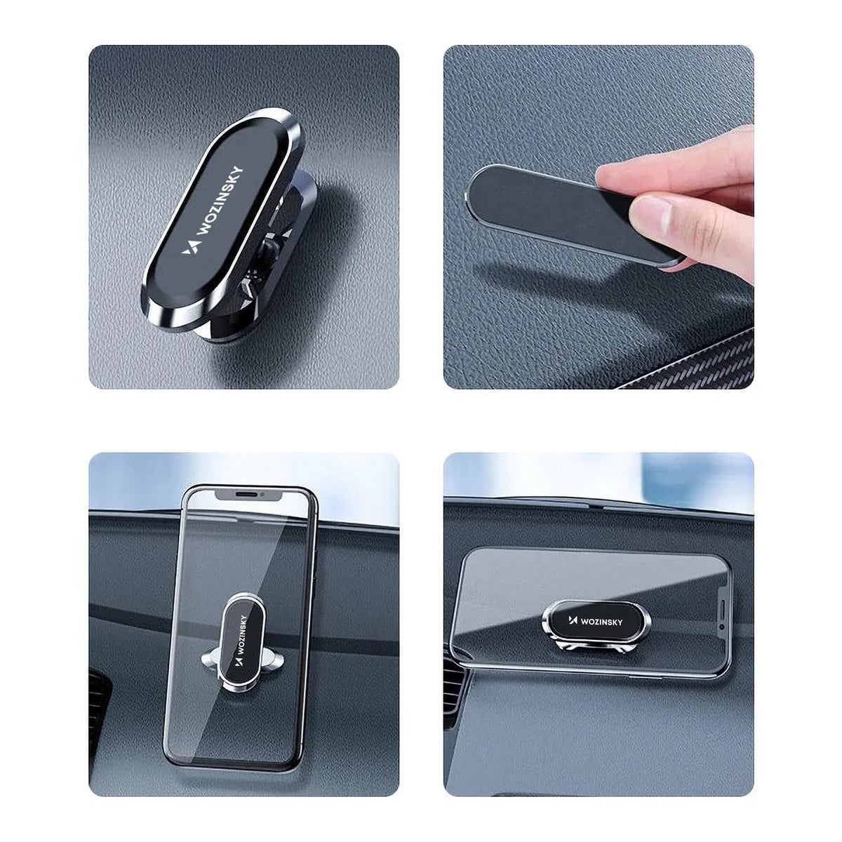 Suporte Magnético Auto-Adesivo 360 para Carro Wozinsky Prata
