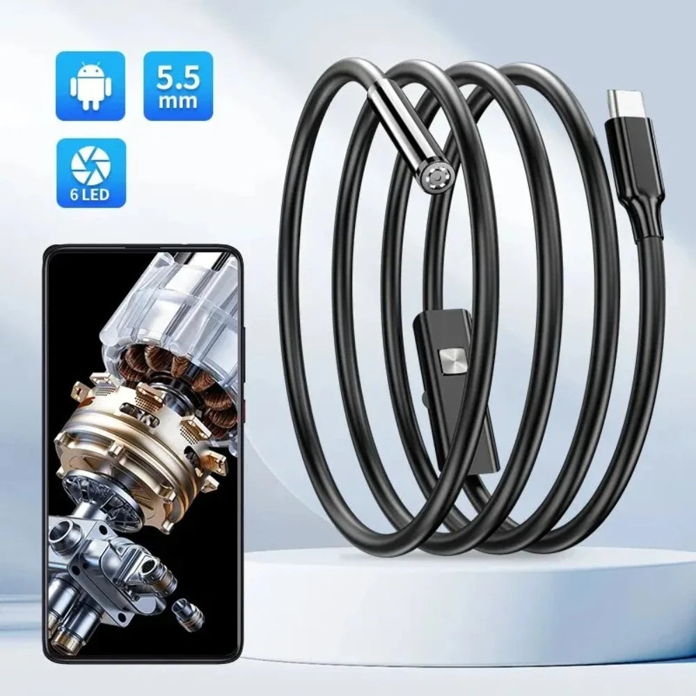 Câmara de Inspeção USB-C 5,5 mm para Android, com 6 LED