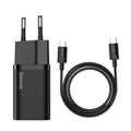 Carregador Baseus Super Si QC 3.0 PD 25W 3A + Cabo USB-C 1 m, Preto