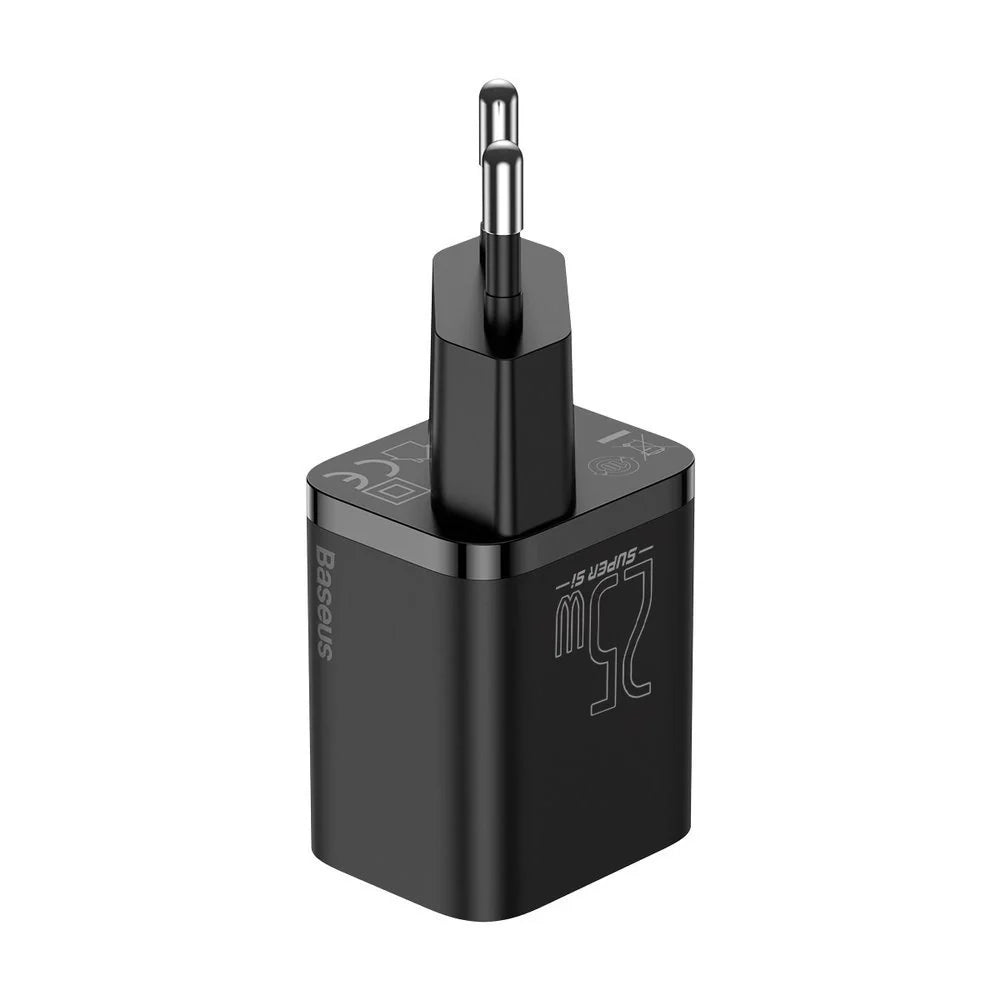Carregador Baseus Super Si QC 3.0 PD 25W 3A + Cabo USB-C 1 m, Preto