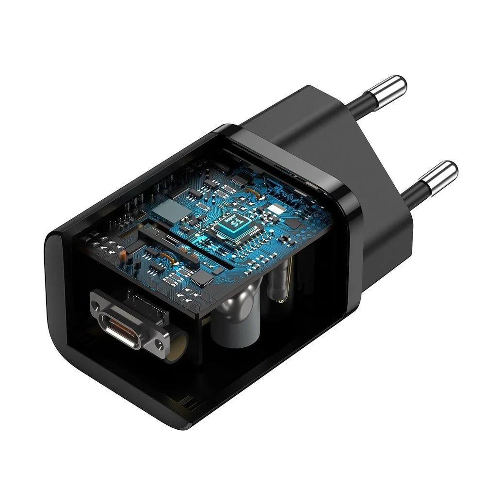 Carregador Baseus Super Si QC 3.0 PD 25W 3A + Cabo USB-C 1 m, Preto