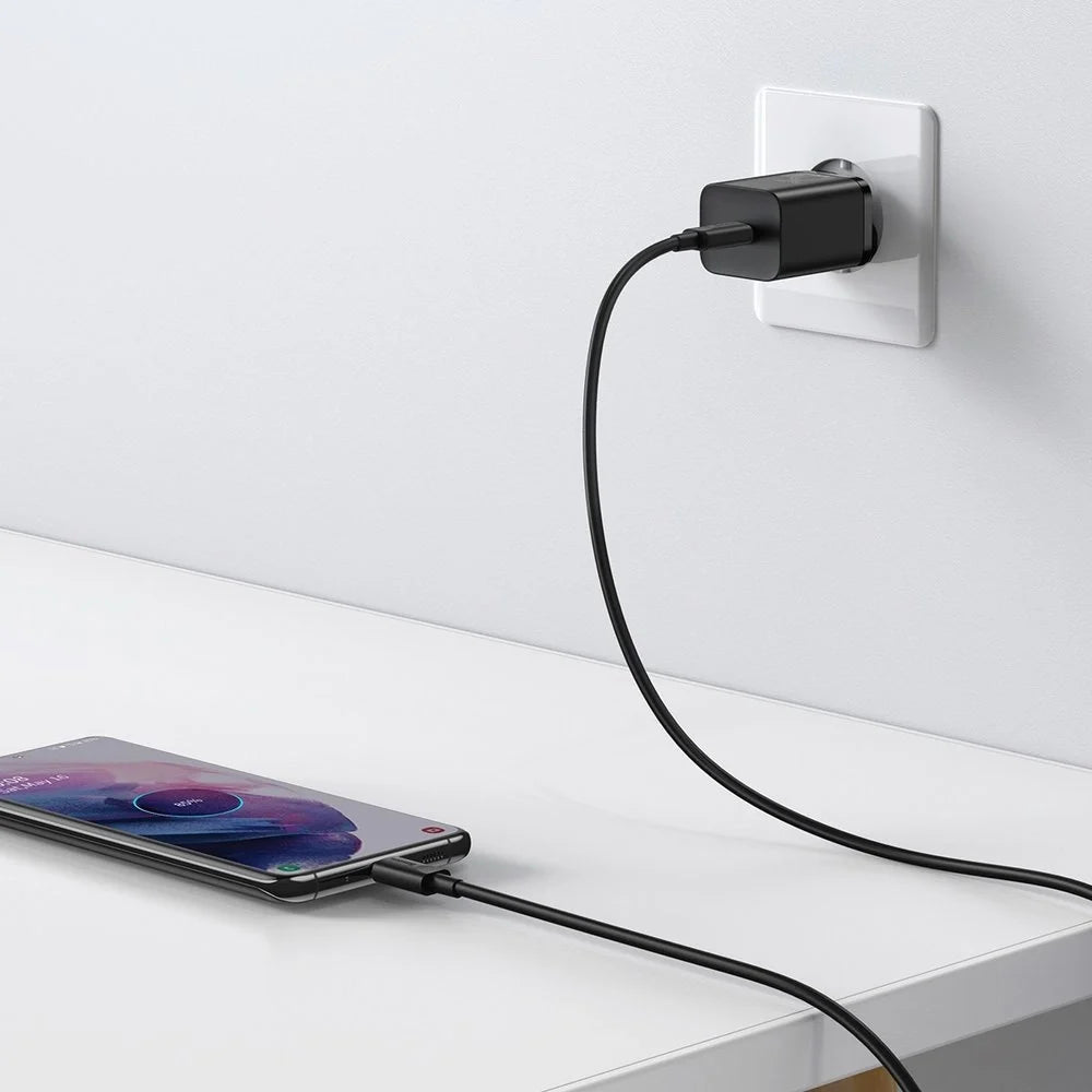 Carregador Baseus Super Si QC 3.0 PD 25W 3A + Cabo USB-C 1 m, Preto