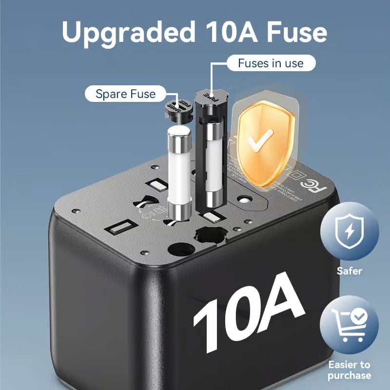 Carregador Adaptador de Viagem Universal Vention 65W 1x USB-C 2x USB-A