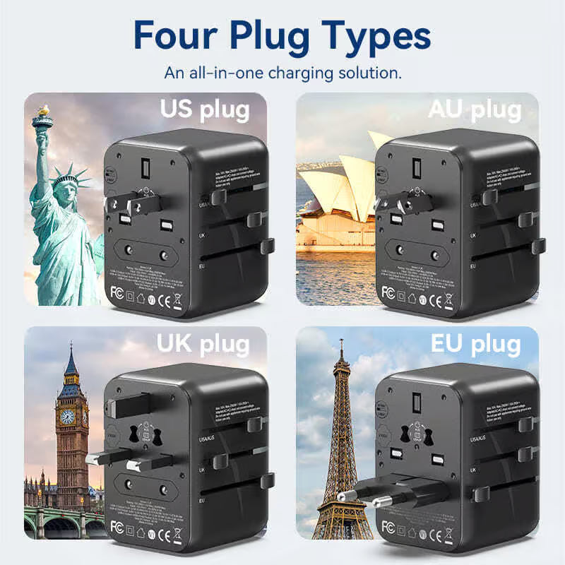 Carregador Adaptador de Viagem Universal Vention 65W 1x USB-C 2x USB-A