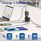 Carregador Adaptador de Viagem Universal Vention 65W 1x USB-C 2x USB-A