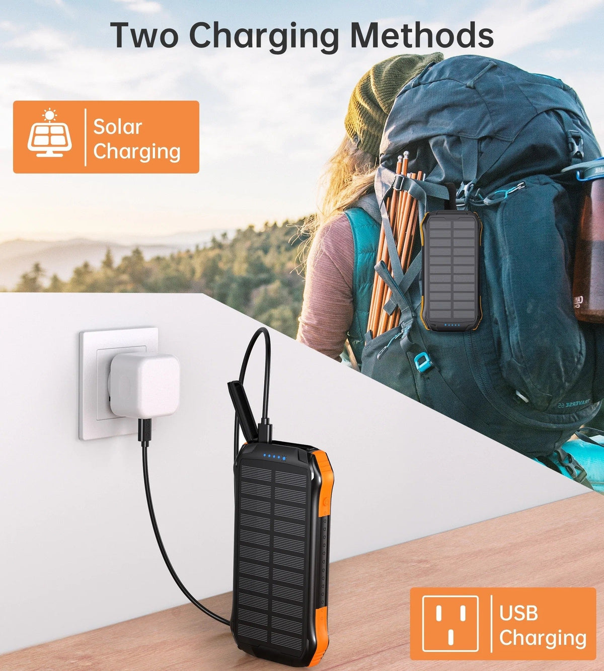 Power Bank Solar Choetech B658 10.000mAh com 2 Portas USB e Carregamento Qi 5W