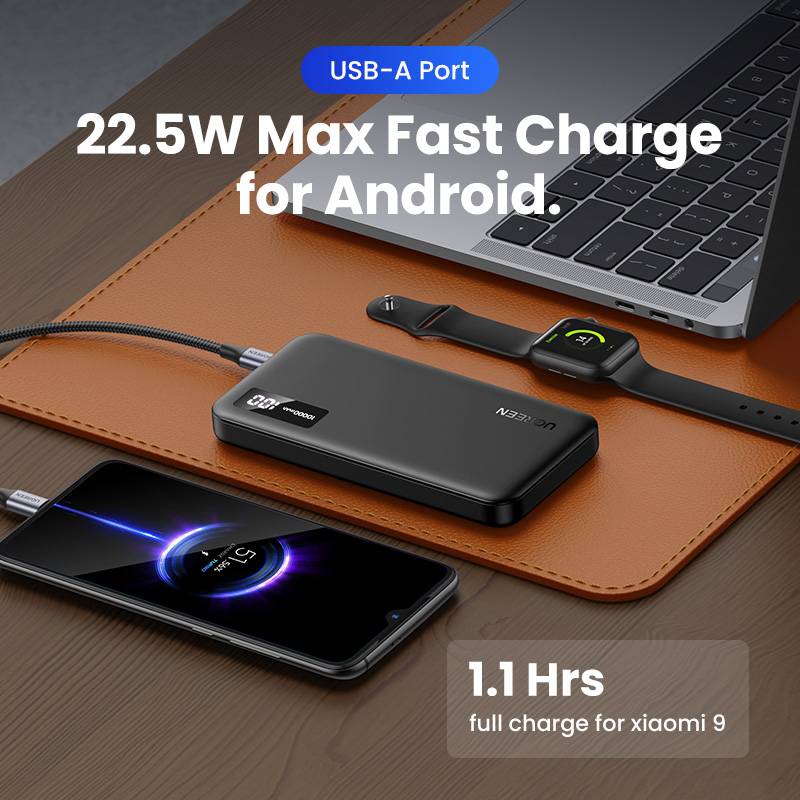 Powerbank UGREEN PB311 PD 20W 10000mAh Carregamento Rápido, Preta