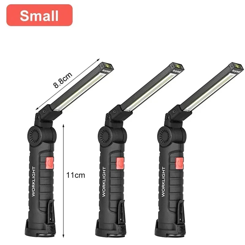 Luz de Trabalho COB Dobrável, com Íman e Gancho, Recarregável