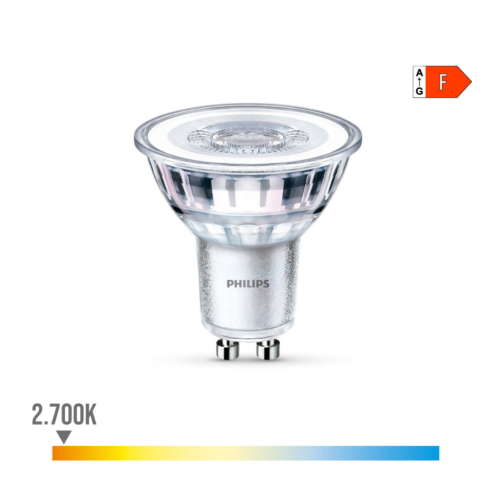 Lâmpada GU10 LED Philips / 4.6W 390lm 2700K Luz Quente / Ø5x5.4cm / 93024