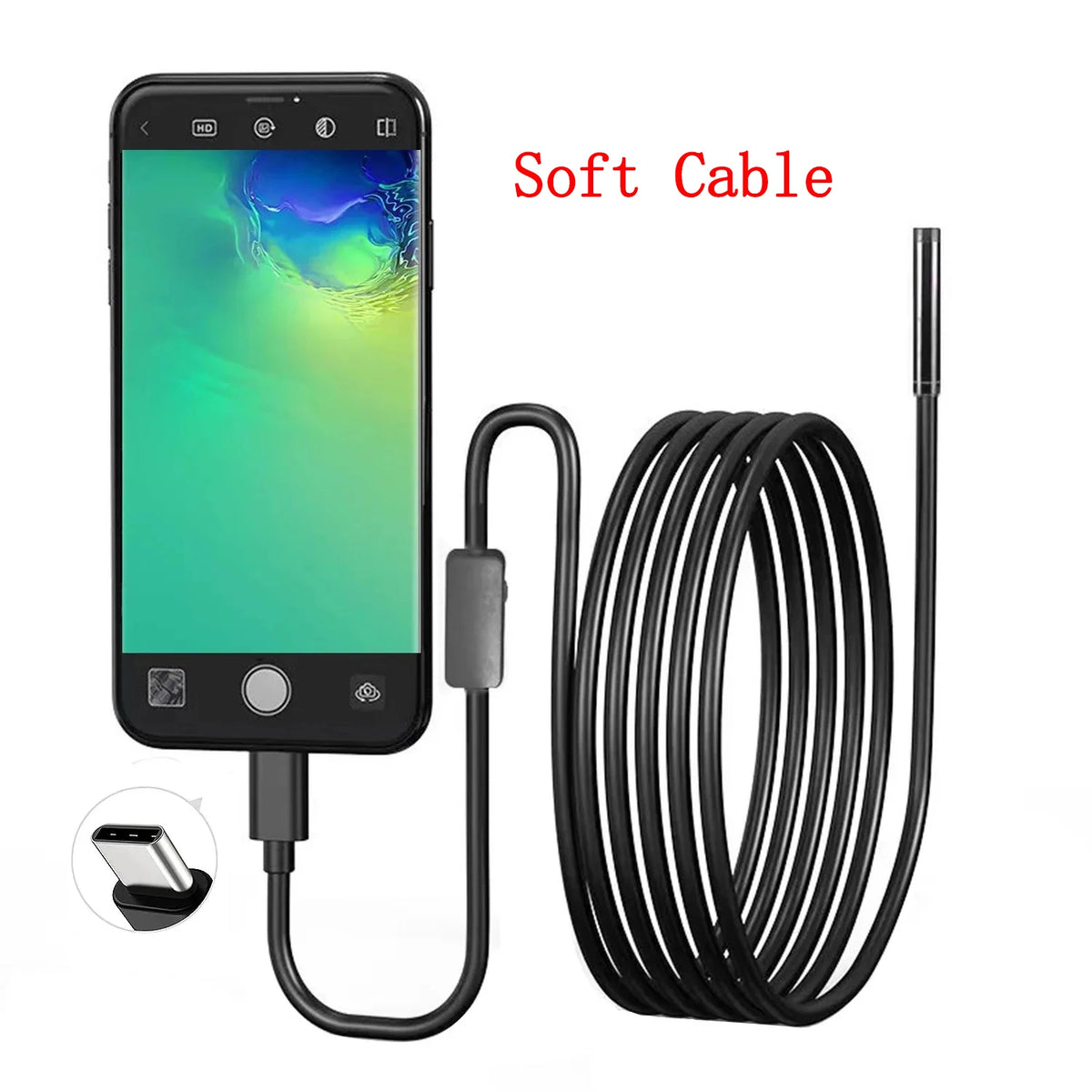 Câmara de Inspeção USB-C 5,5 mm para Android, com 6 LED