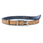 Cinto Fino de Cortiça com Fivela Retangular MB Cork L-1106 para Mulher