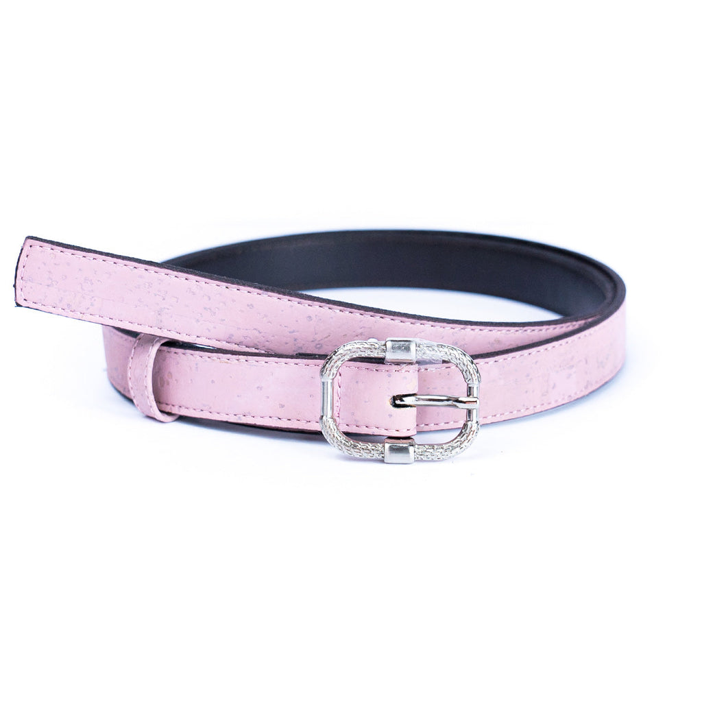 Cinto Fino de Cortiça com Fivela Texturada MB Cork L-1063 para Mulher