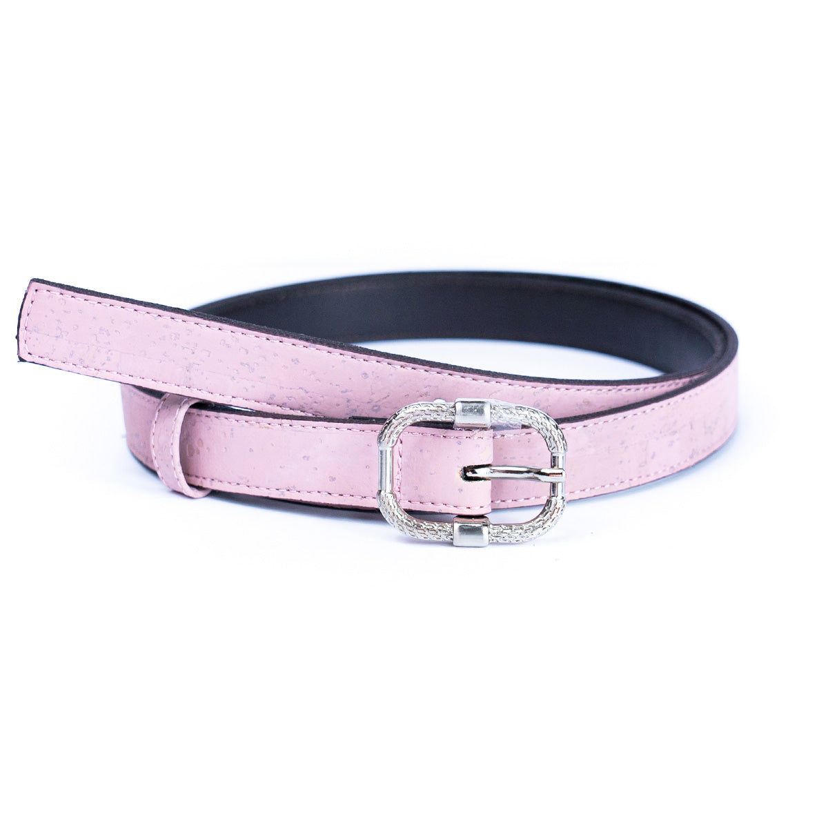Cinto Fino de Cortiça com Fivela Texturada MB Cork L-1063 para Mulher