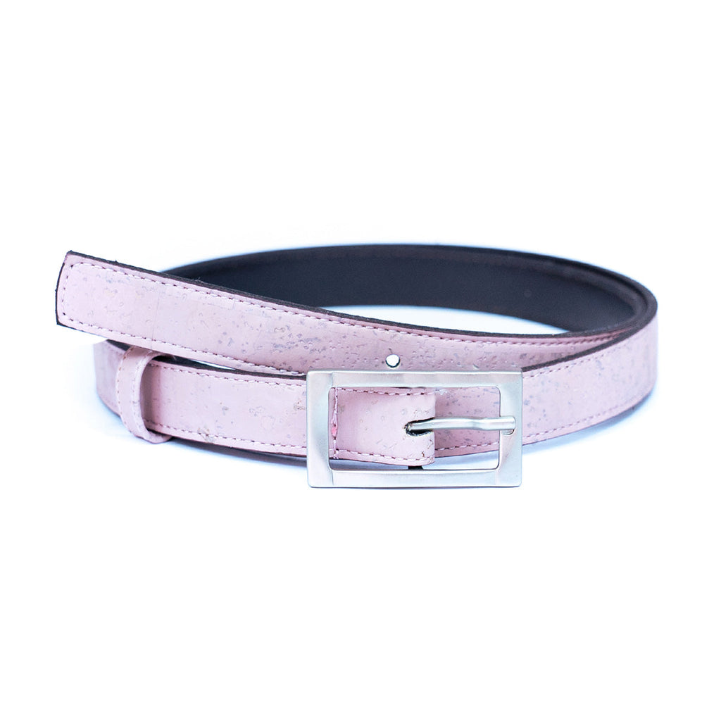 Cinto Fino de Cortiça com Fivela Retangular MB Cork L-1066 para Mulher