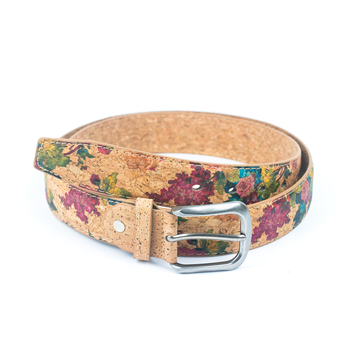 Cinto de Cortiça com Estampado Floral MB Cork L-1028 para Mulher – 3,3 cm